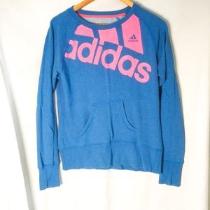 Adidas womens blue and hot pink crew neck sweater
